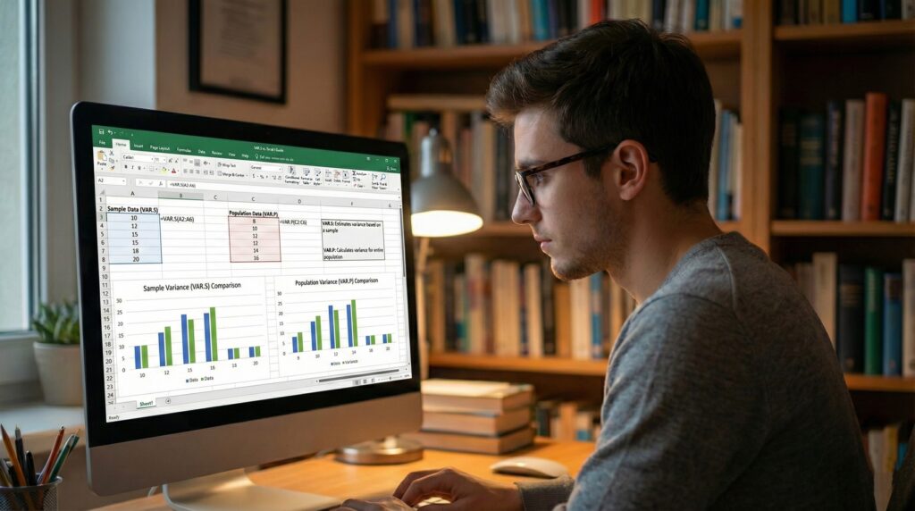 Calculating statistical variance in Excel using VAR.S formula