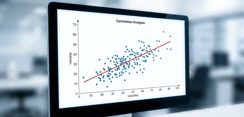 Excel scatter plot chart with trendline showing positive correlation