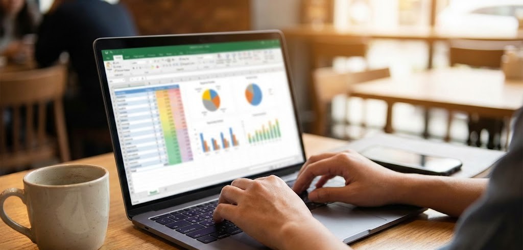 Person working on Excel spreadsheet to remove duplicates